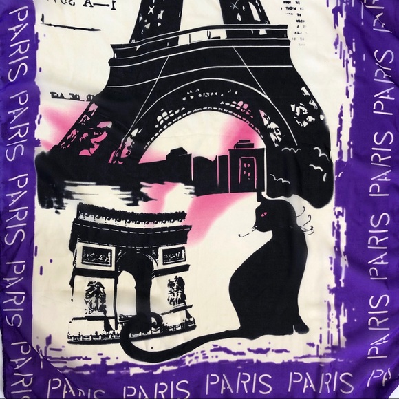 Paris Eiffel Tower Graffiti Print Sheer Scarf - Picture 3 of 4
